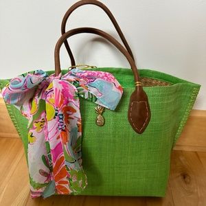 Limited Edition Lilly Pulitzer for Target green straw tote - brand new with tags
